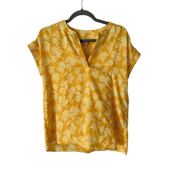 Joie Solace Blouse Citrus Women's Size XS Split Neck Yellow Floral Print Top - Picture 1 of 9